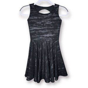 By Debra Girls Small Black Silver Metallic Sleeveless Fit Flare Event Dress $158